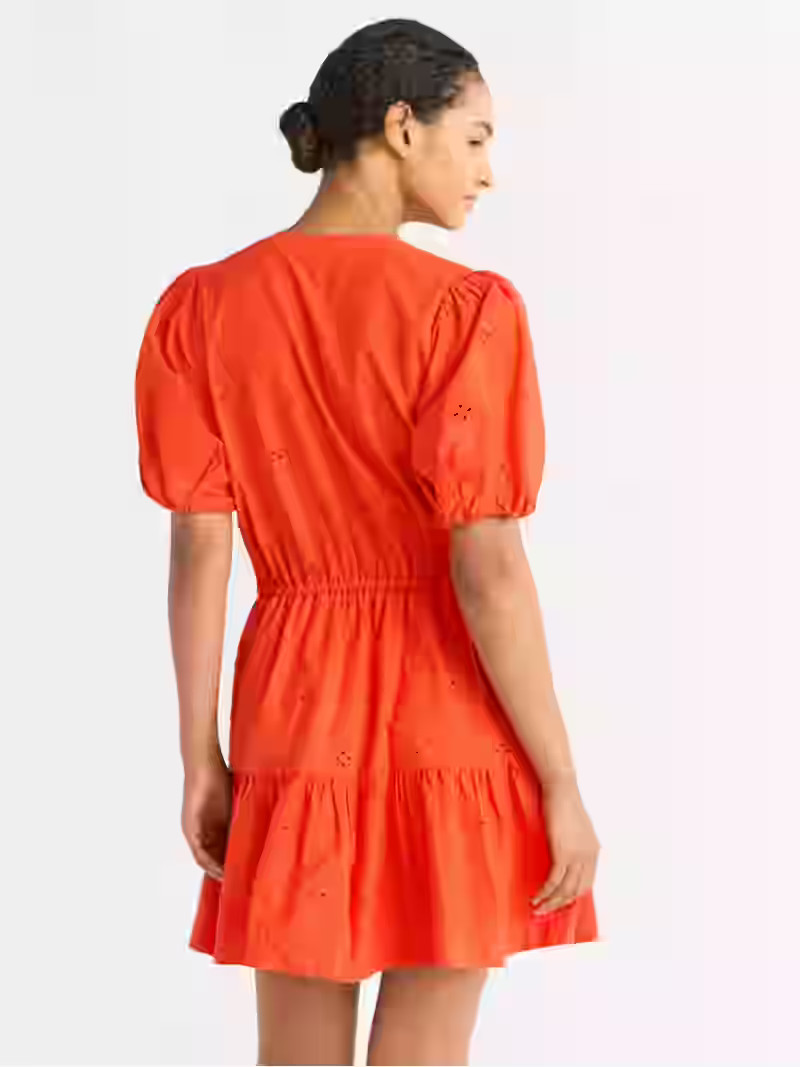 Free Assembly Women's and Women's Plus Cotton Eyelet Tiered Mini Dress with Puff Sleeves, Sizes X... | Walmart (US)