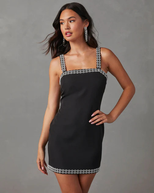 Colman Rhinestone Embellished Mini Dress - Black | VICI