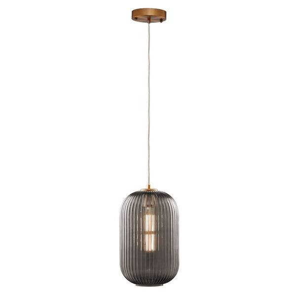 Cygnus Light 1 - Light Single Ribbed Glass Pendant Light - Smoky Gray | Bed Bath & Beyond