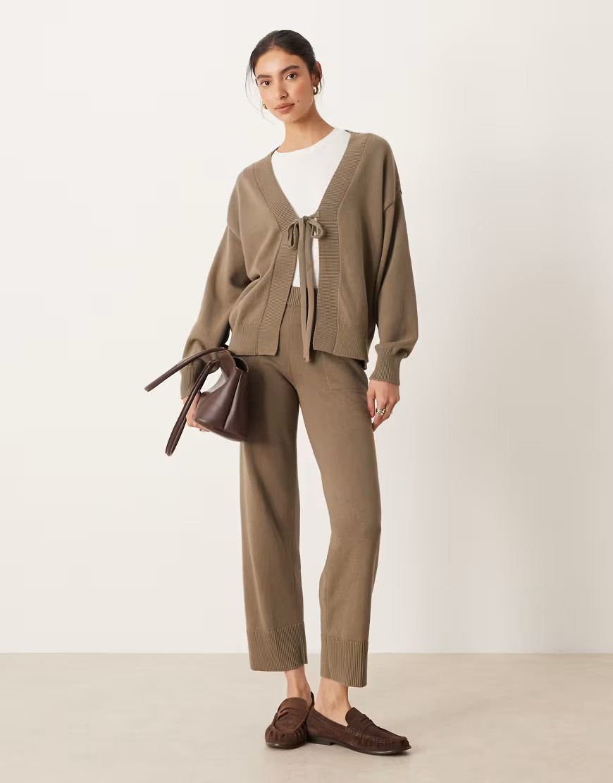 Free People solar cosy sweater set in green grey | ASOS (Global)