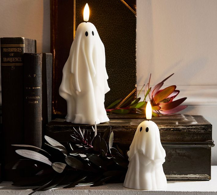 Flameless Ghost Pillar Candles - Set of 2 | Pottery Barn (US)