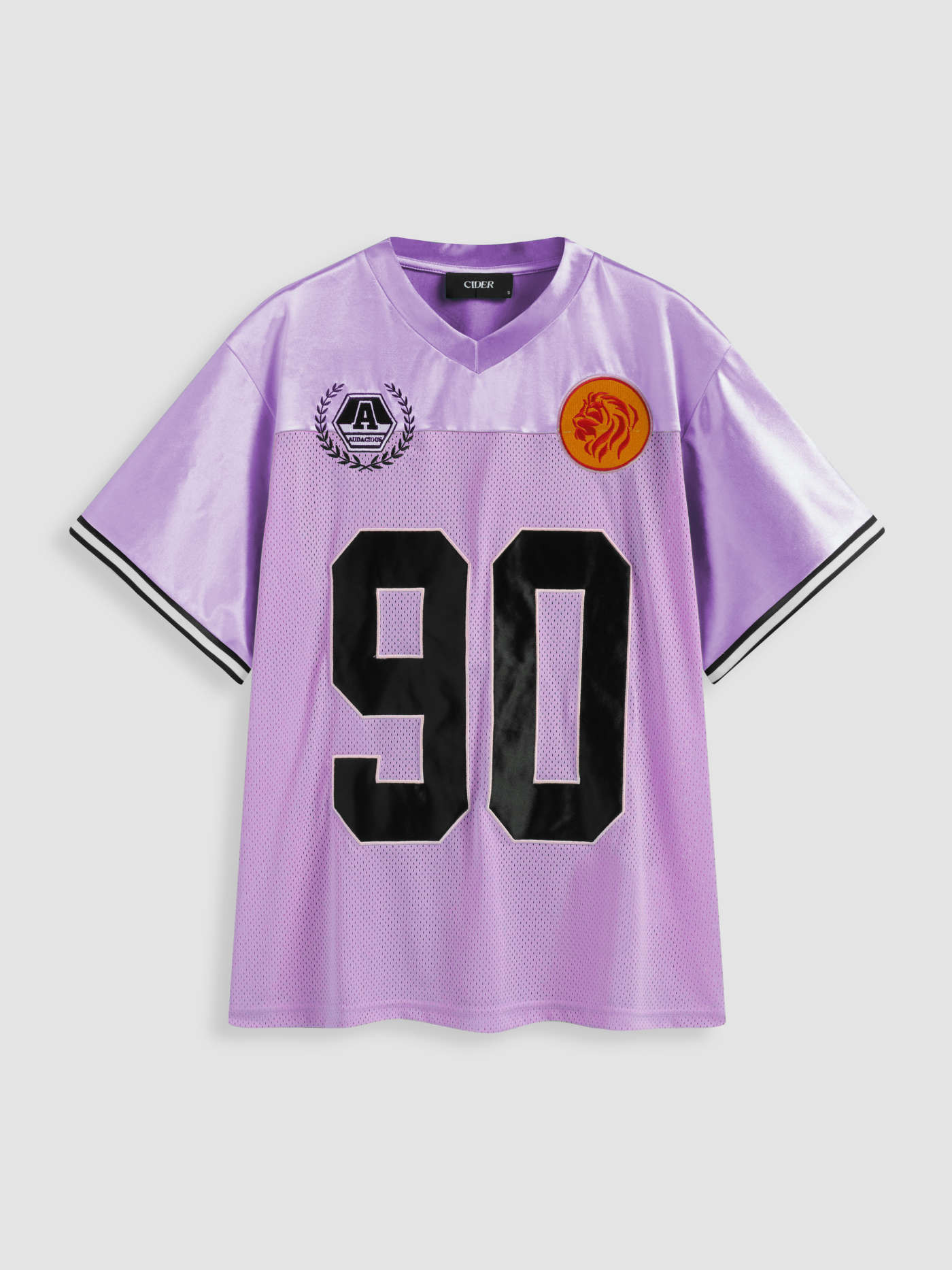 Y2K Outfits Blockcore Jersey Shirt Oversized Shirt Satin 90 Satin V-neck Graphic Short Sleeve Ove... | Cider