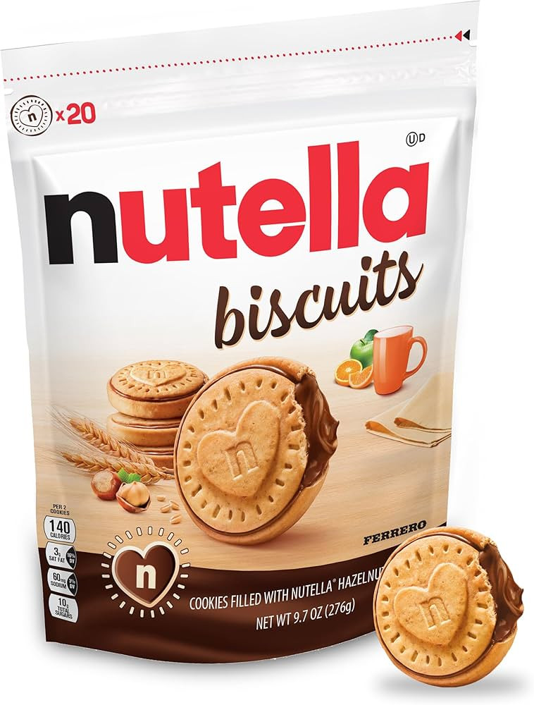 Nutella Biscuits Cookies Filled with Nutella Hazelnut Spread, Sweet Snack Pack, 9.7 oz | Amazon (US)