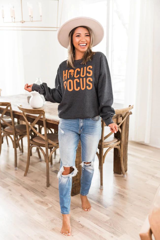 Hocus Pocus Graphic Dark Heather Sweatshirt | The Pink Lily Boutique