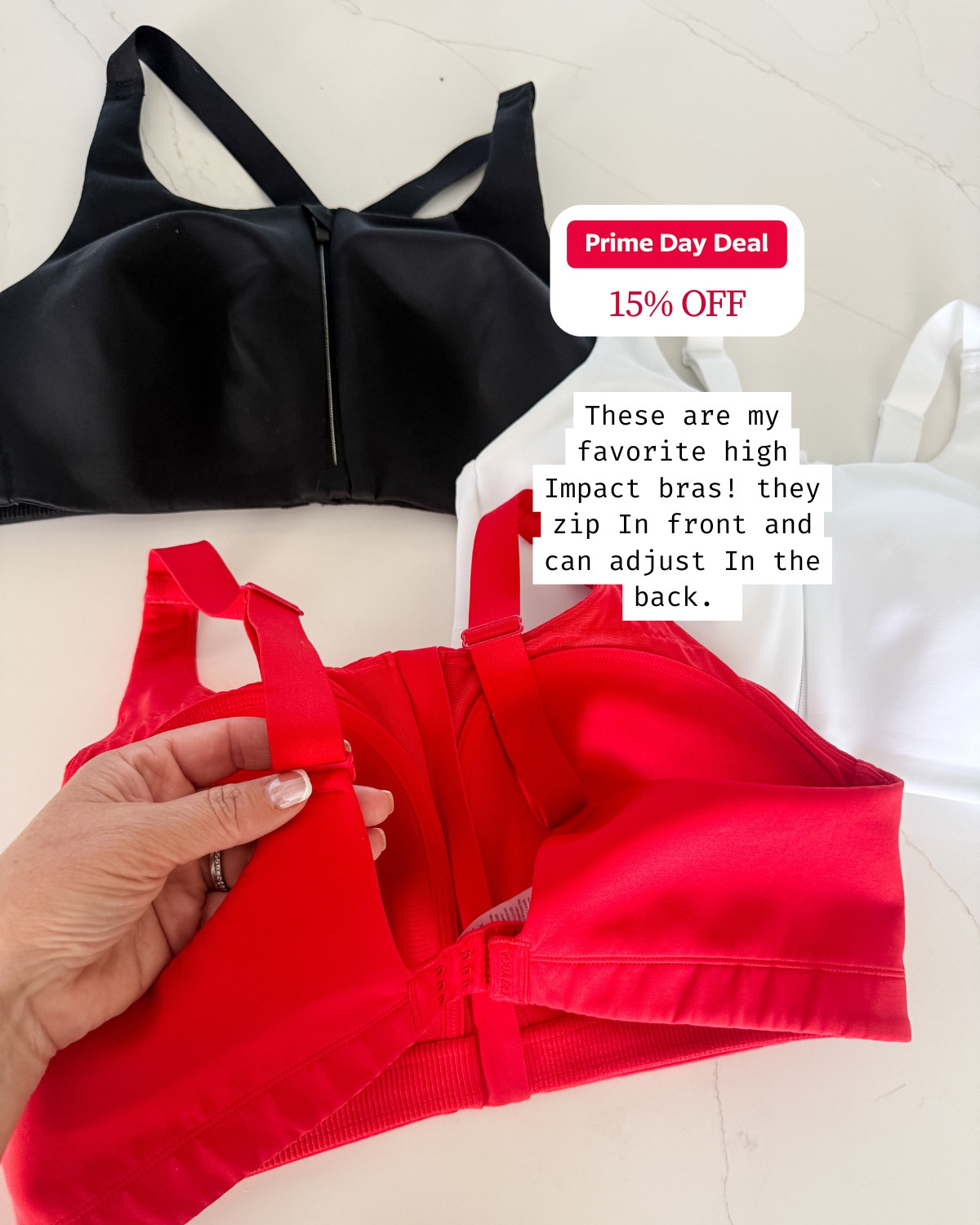 These Crz Yoga Zip Front Bras I grabbed after surgery and they quickly became my favorite high-impact bras! They zip right in front and adjust in the back, so getting in and out after a sweaty workout is actually easy. On deal for 15% off right now! 

 #primedaydeal #amazonprimeday #summersale #dealalert #primedayfashion #LTKfitnessgoals #LTKActive #LTKOver40