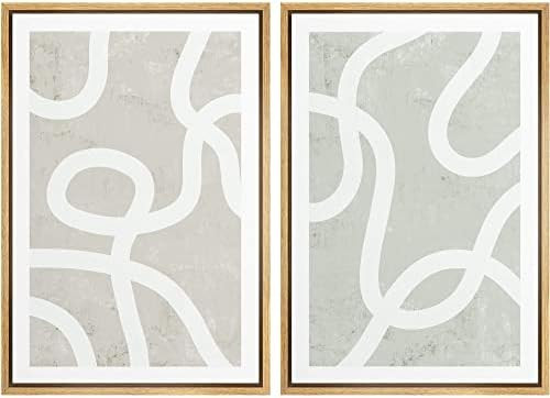SIGNWIN Framed Canvas Print Wall Art Set Pastel White Swirl Pattern Collage Abstract Shapes Illus... | Amazon (US)