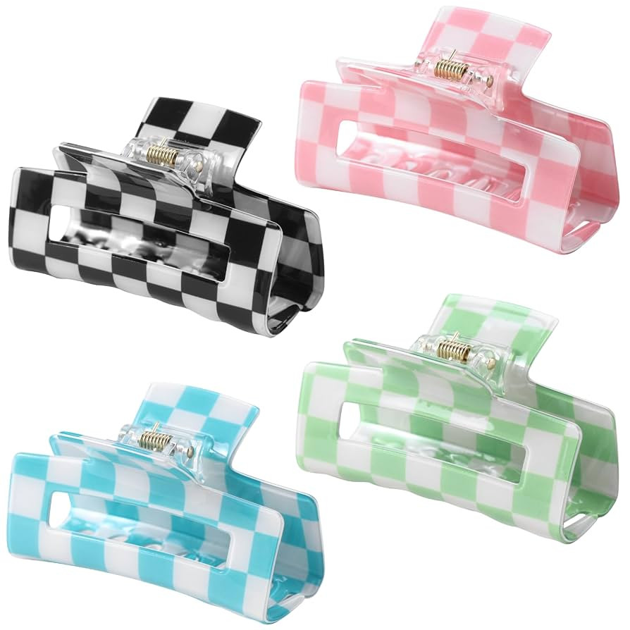 LuSeren 4 Pack 3 Inch colorful Hair Claw Clips for Women, Medium Rectangle Acetate Jaw Clips in B... | Amazon (US)
