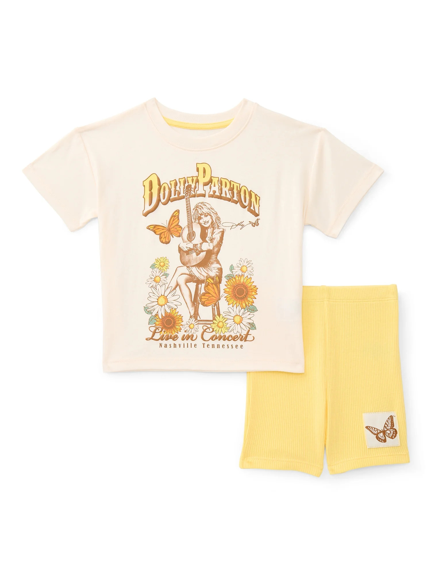 Dolly Parton Toddler Girls Graphic Tee and Bike Shorts Set, 2-Piece, Sizes 12M-5T | Walmart (US)