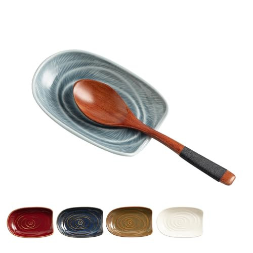 Zerokyclan Ceramic Spoon Rest for Kitchen Counter 5.1 Inch Porcelain Spoon Holder Farmhouse Cooking and Coffee Spoon Rest for Stove Top (grey) | Amazon (US)