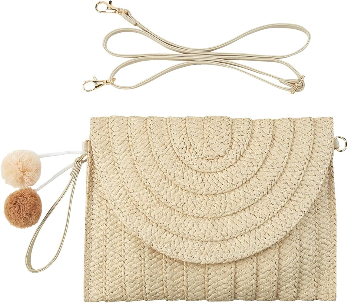 FARVALUE Women's Straw Clutch Summer Woven Purse HandBag Beach Straw Envelope Clutch Wallet for W... | Amazon (US)