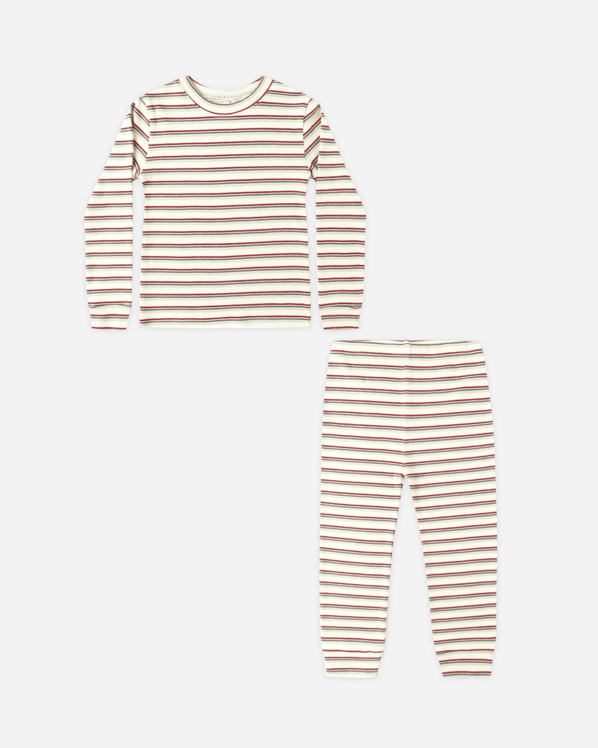 Organic Long Sleeve Pajama Set || Holiday Stripe | Rylee + Cru