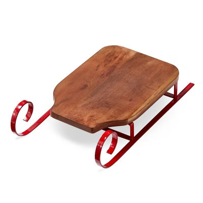 tag Red Wood Sleigh Serving Board 16 x 8.75 x 3.5 in Perfect for Christmas Serving Trays and Holiday Gatherings | Target