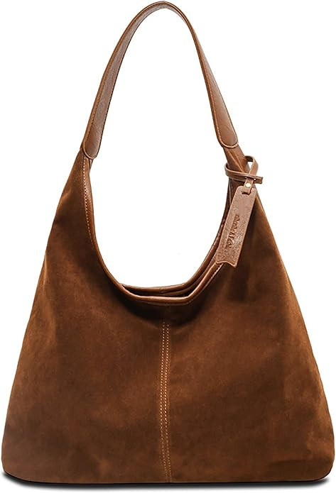 Leather Hobo Bags for Women Brown Purses Suede Purse Slouchy Tote Bag Suede Tote Bag Fall Winter ... | Amazon (US)