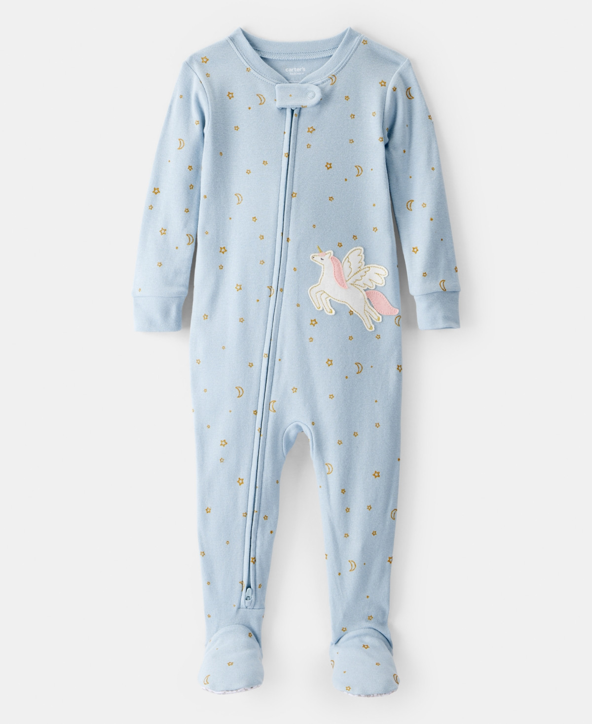 Carter's Baby Girls Unicorn-Star-Print 100% Cotton Long-Sleeve 2-Way-Zip 1-Piece Footed Pajamas - Open | Macy's