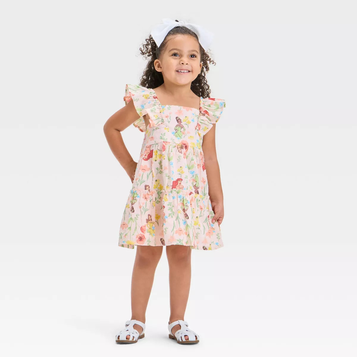 Toddler Girls' Disney Princess Ariel Belle Tiana Swiss Dot Dress - Light Pink 5T | Target