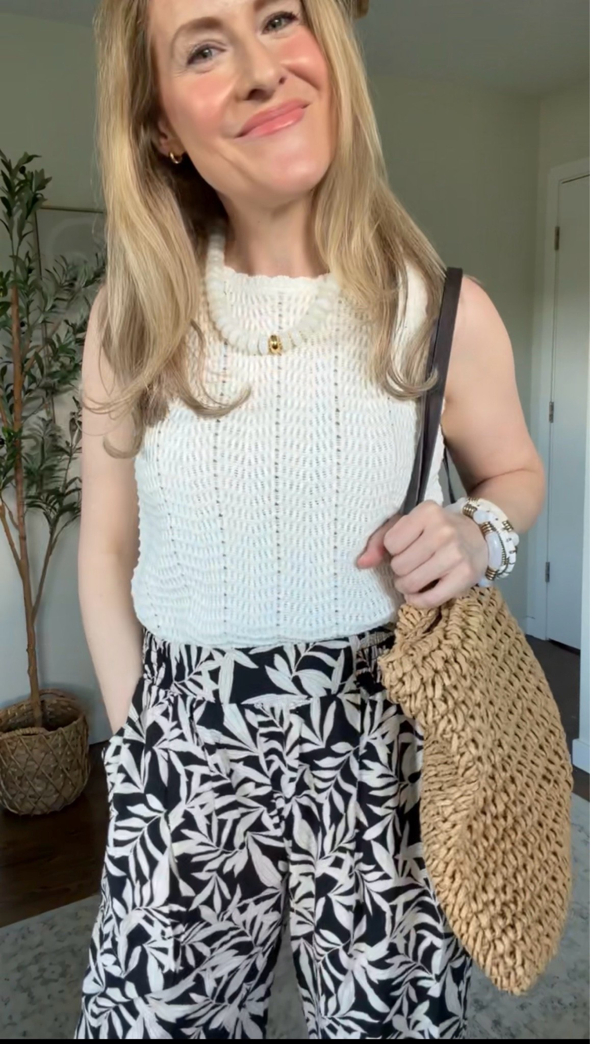 Love these pull on wide leg flowy pants at Walmart! Dress up or down. I’m wearing a medium (I went up one size from my usual small; you don’t have to but if between I’d go up). #walmartfashion

#LTKOver40