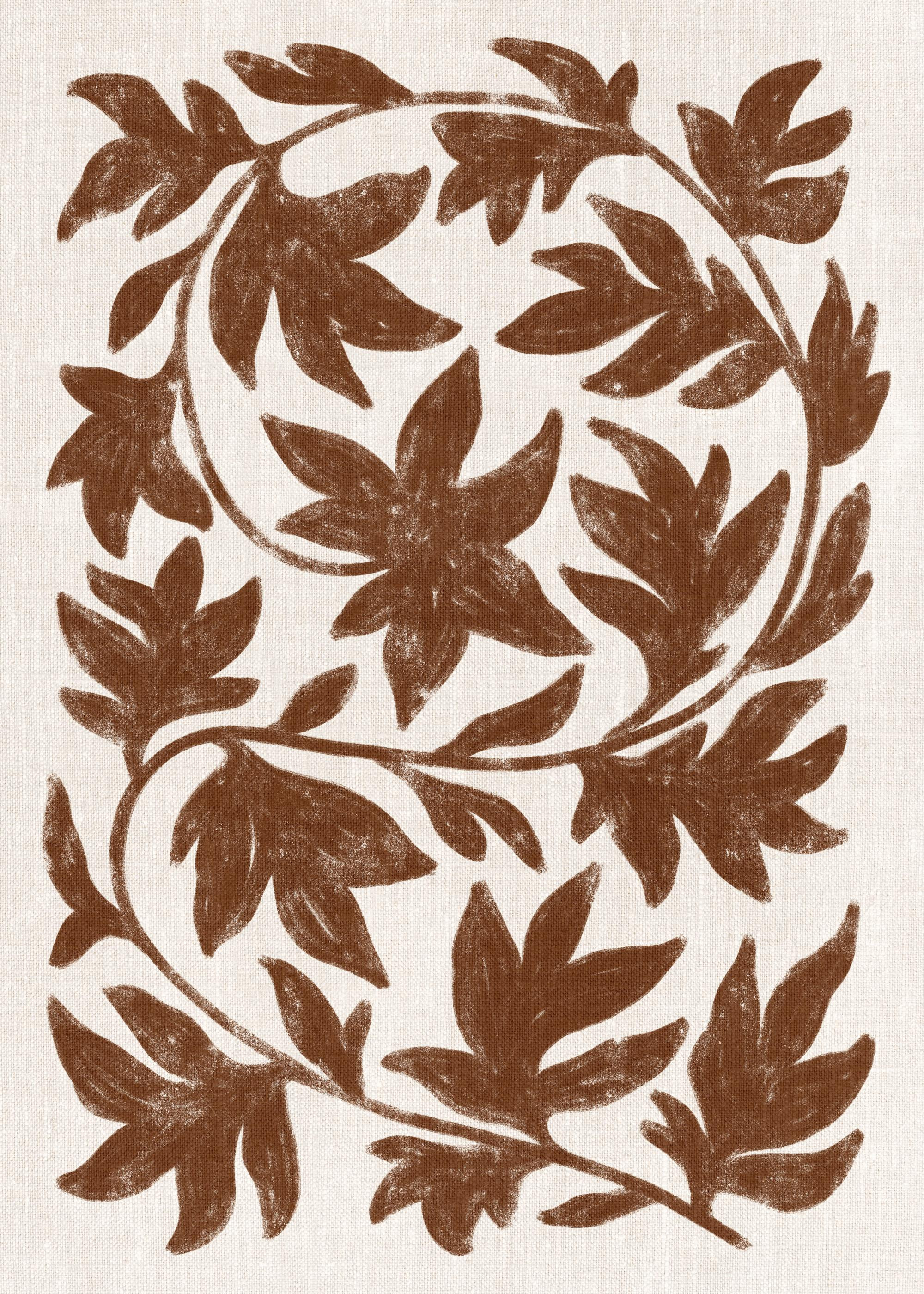 Brown Botanical on Linen Print | Desenio