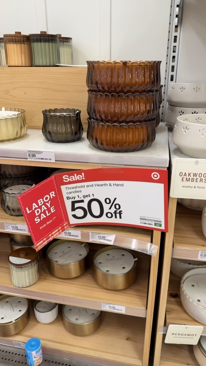 target labor day sale!! buy one. get one 50% off candles!! I grab two of my favorite scents - “salted honey” & “cozy cardamom”

#LTKSeasonal #LTKdayinmylife #LTKHome