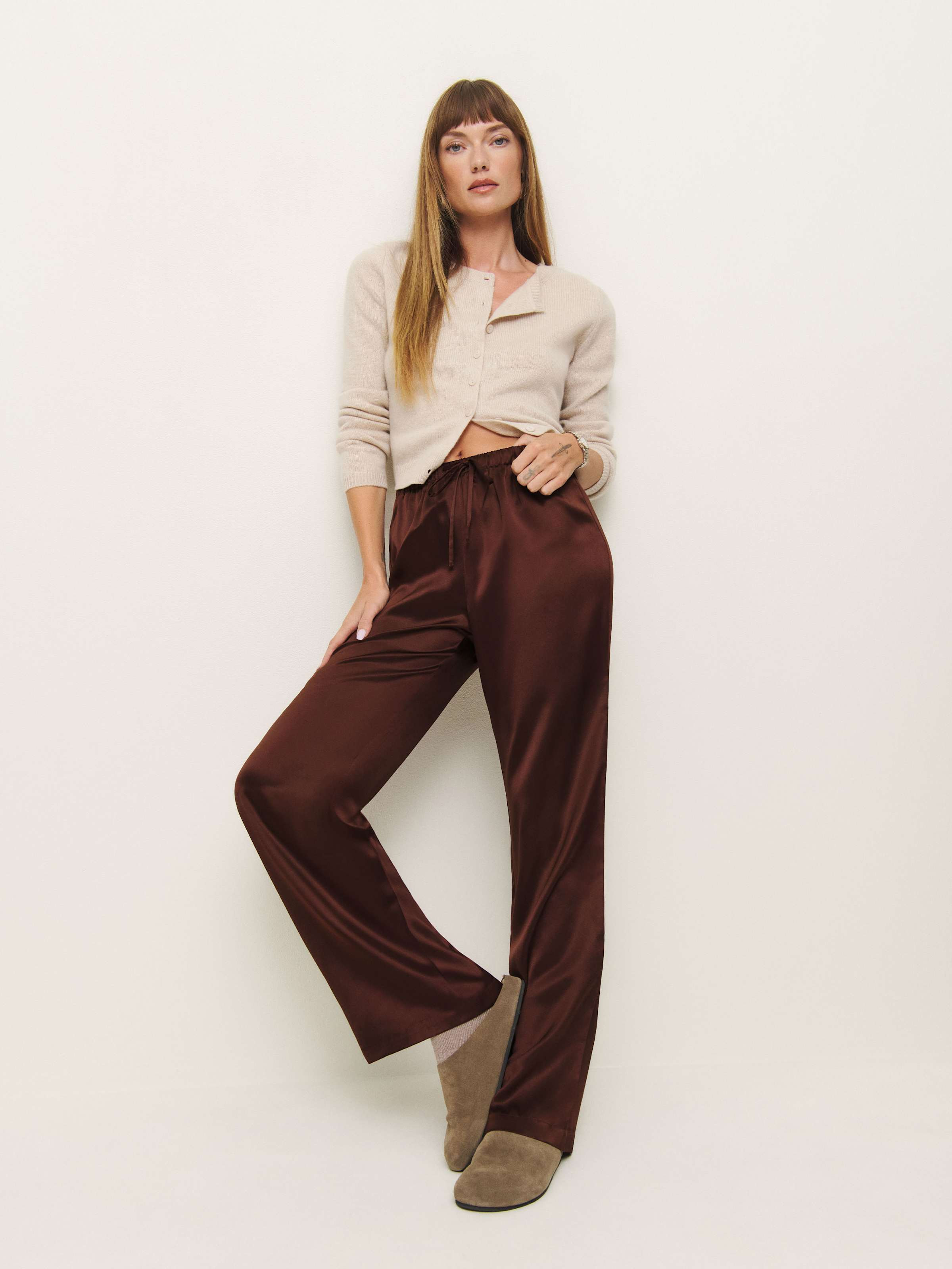 Petites Olina Silk Pant | Reformation (Global)