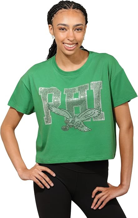 FOCO NFL Womens NFL Team Rhinestone Logo Crop Top T-Shirt | Amazon (US)
