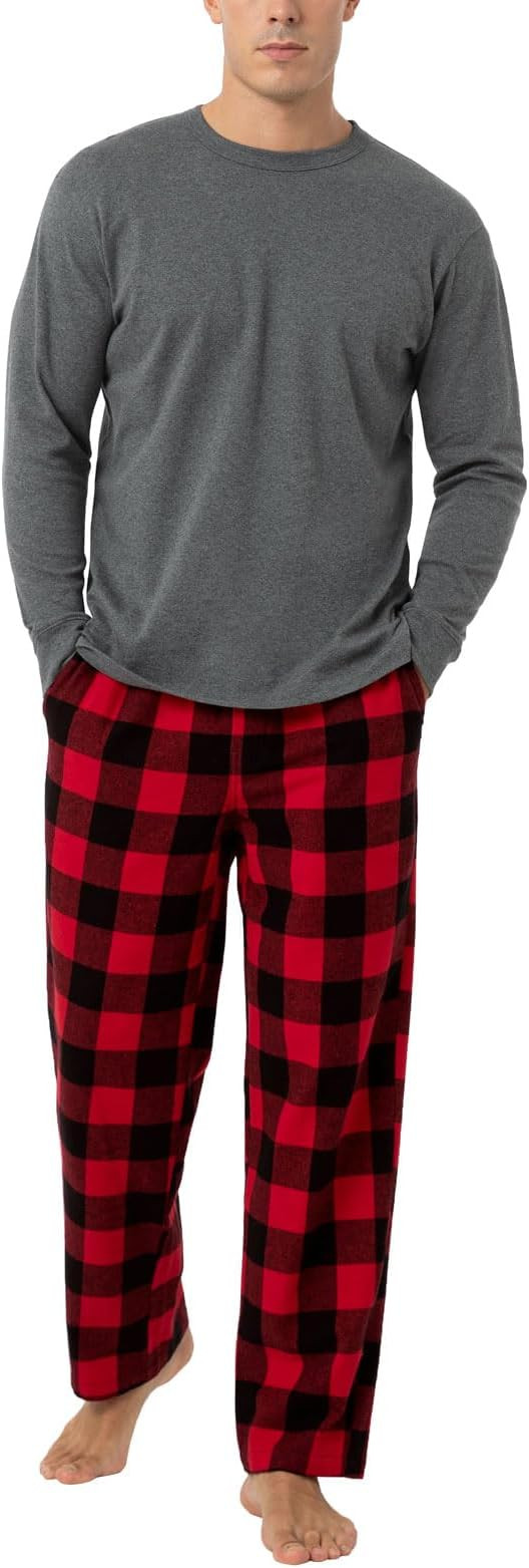 LAPASA Men's Pajama Set 100% Cotton Flannel Top Long Sleeve & Bottom Pants Plaid Sleepwear PJ Sle... | Amazon (US)