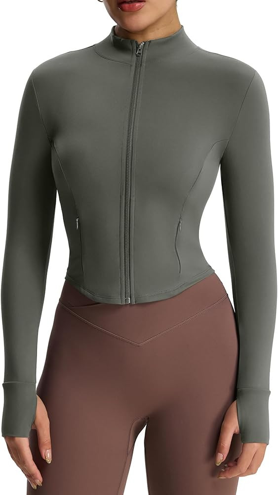 Aoxjox Women's Geo Full Zip Velura Jacket Workout Buttery Soft PlushFlex™ Long Sleeve Thumbhole... | Amazon (US)