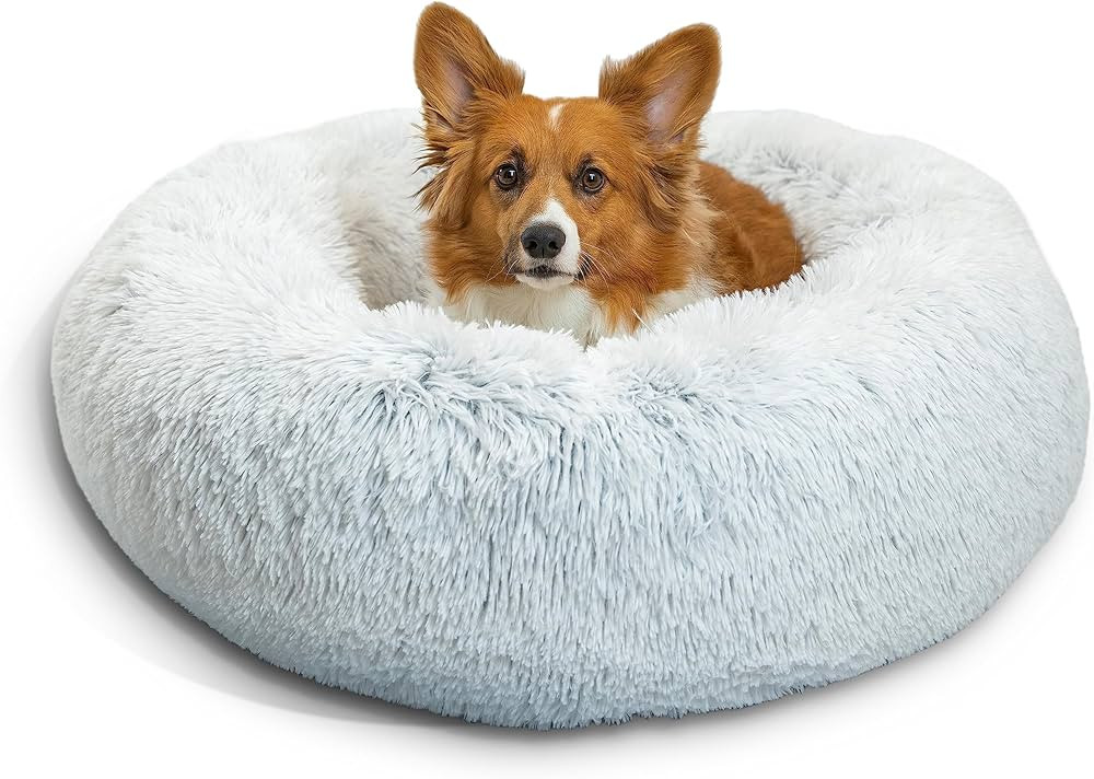 Best Friends by Sheri The Original Calming Donut Cat and Dog Bed in Shag Fur Frost, Medium 30" | Amazon (US)