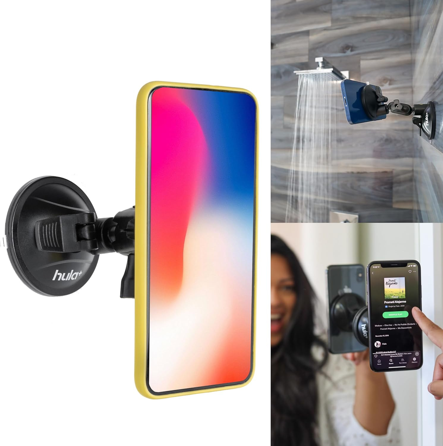 hula+ Phone Holder Portable Mount, Reusable Stand for Shower, Mirror, Kitchen, Window, & Bathroom... | Amazon (US)
