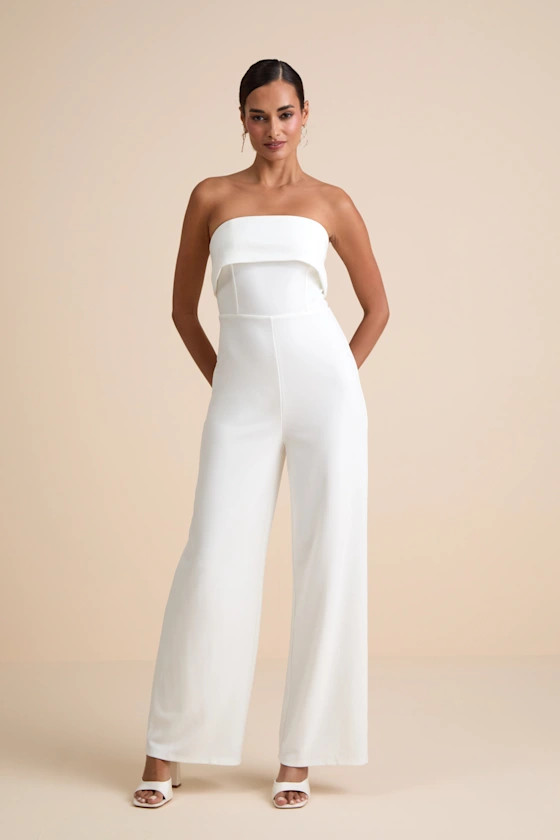 Carmo White Strapless Straight Leg Jumpsuit | Lulus