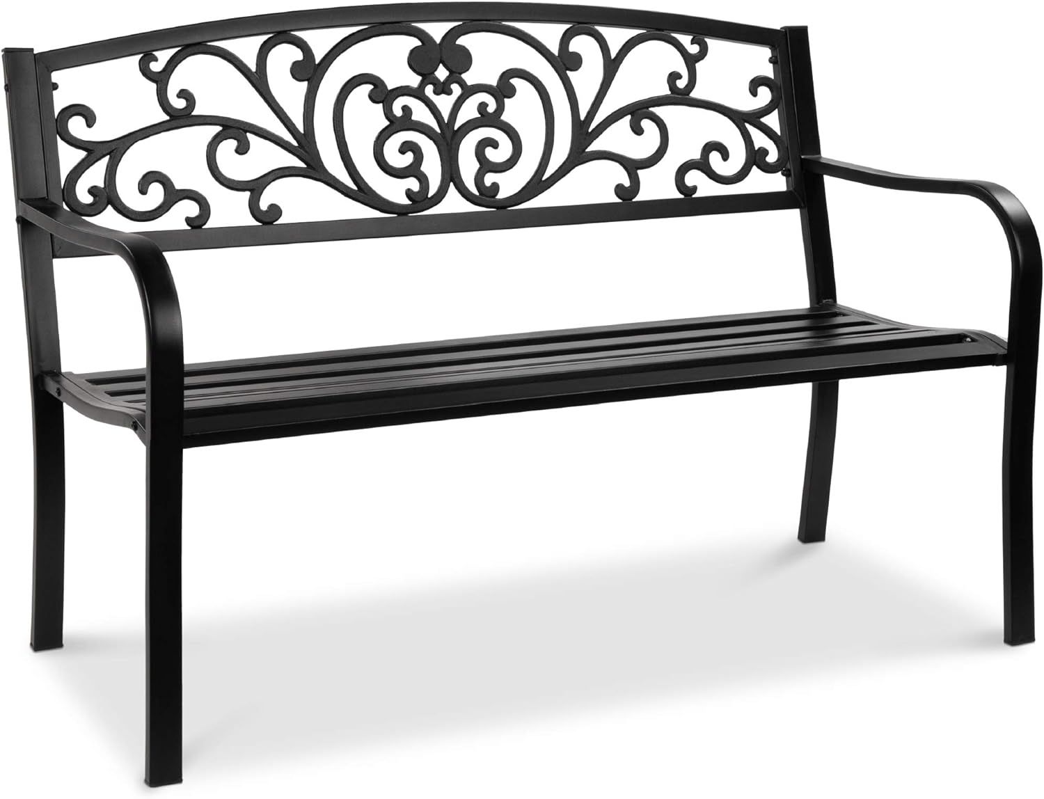 Best Choice Products Outdoor Bench Steel Garden Patio Porch Furniture for Lawn, Park, Deck w/Floral  | Amazon (US)
