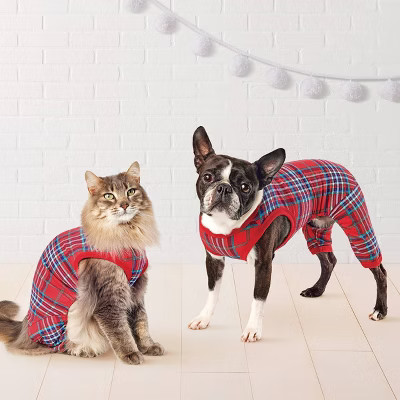 Plaid Jersey Matching Family Dog and Cat Pajamas - Wondershop™ Red | Target