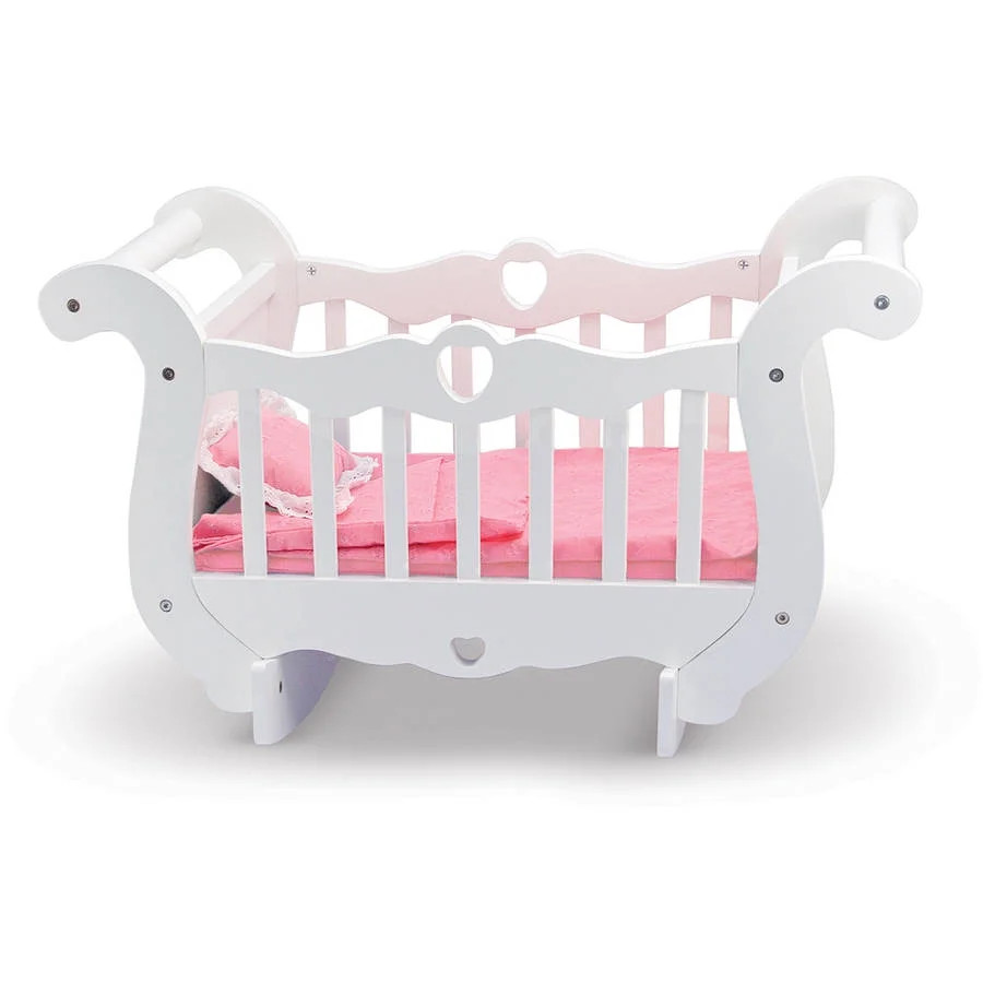 Melissa & Doug White Wooden Doll Crib With Bedding (30 x 18 x 16 inches) | Walmart (US)