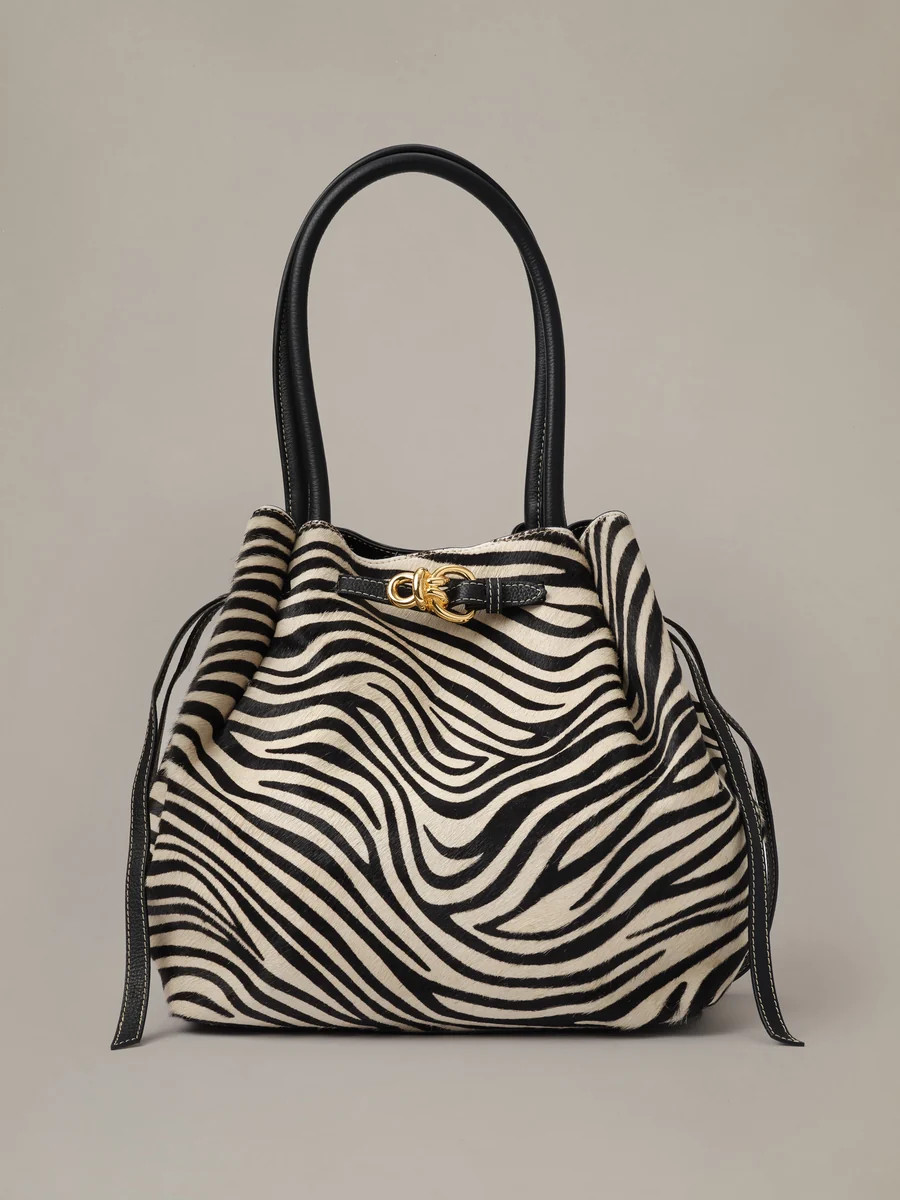 Black/Off_White Zebra Stripes Lex Pony Hair Tote Bag | Women's Hand... | J.McLaughlin