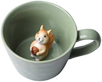 DIHOclub Squirrel Ceramic Cup Hidden 3D Animal Inside Mug,Cute Cartoon Handmade Figurine Mugs,Hol... | Amazon (US)