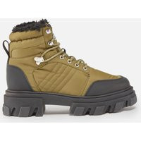 Ganni Leather and Twill Hiking-Style Boots - UK 3 | Coggles (Global)