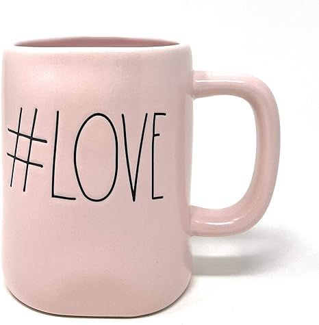 Rae Dunn # LOVE Matte Pink Ceramic Coffee Tea Mug With Black Letters Hashtag Love | Amazon (US)