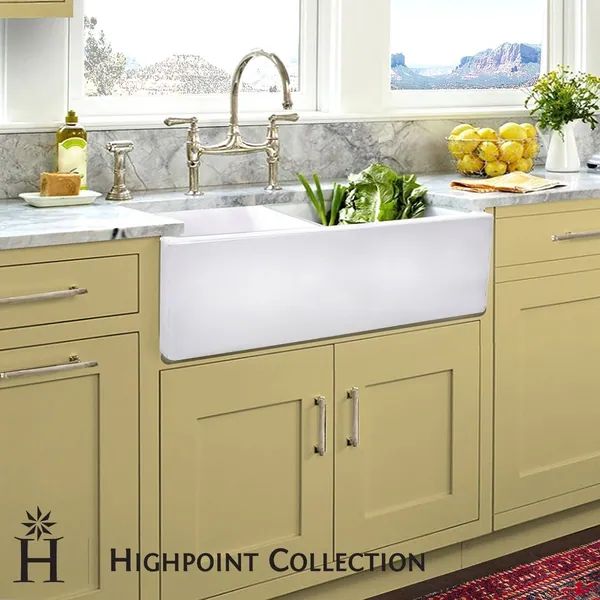Highpoint Collection Italian Fireclay Double Bowl Farmhouse Sink | Bed Bath & Beyond