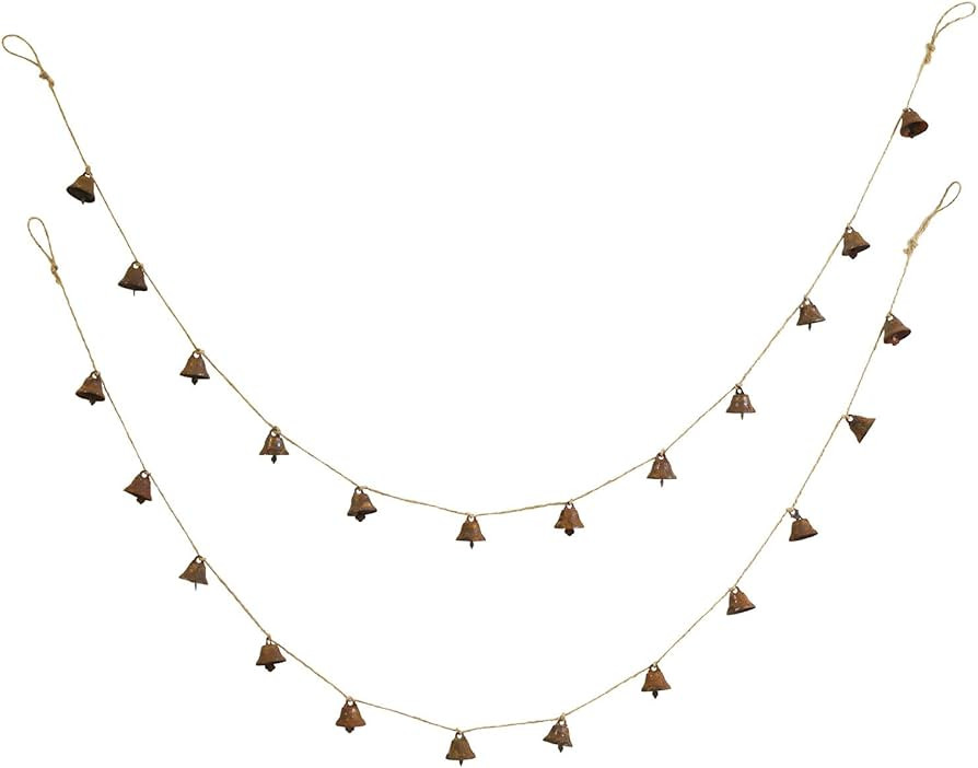 Rust Bell Hanging String of 12 Bells Christmas Jingle Bells Wall Crafts Bells Metal Vintage Hangi... | Amazon (US)