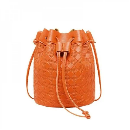 Korean Style Messenger Bag Rhombic Drawstring Fashion Chic Solid Color Women Bucket Bag Orange | Walmart (US)