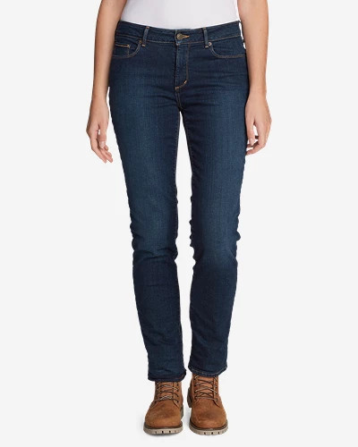 Women's StayShape Fleece-Lined Slim Straight Jeans - Slightly Curvy | Eddie Bauer, LLC