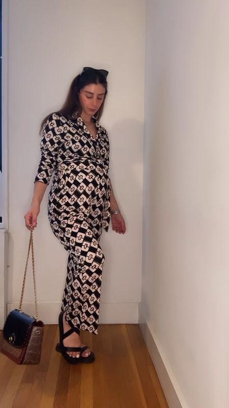 DVF jumpsuit bump style maternity style black and white outfit neutral outfit black sandals 

#LTKFind #LTKbump #LTKstyletip