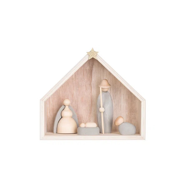 5 Piece Woodand Cement Nativity Set | Wayfair Professional