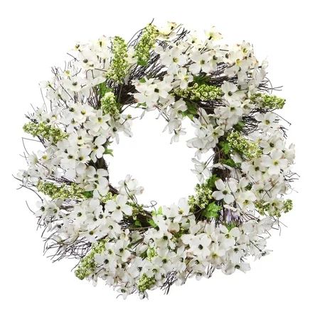 Dogwood Wreath: White/Green, 24 inches | Walmart (US)