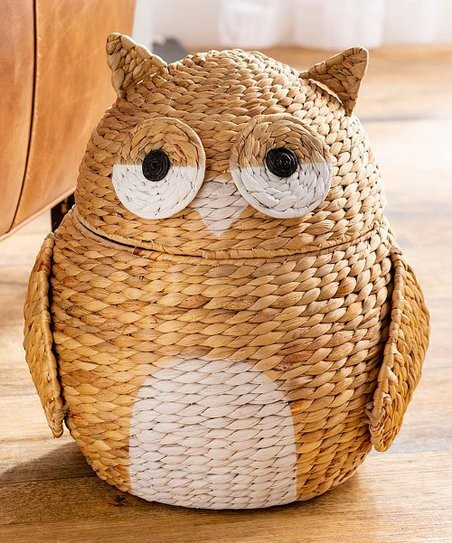 Wind & Weather Brown & White Owl Woven Basket | Zulily