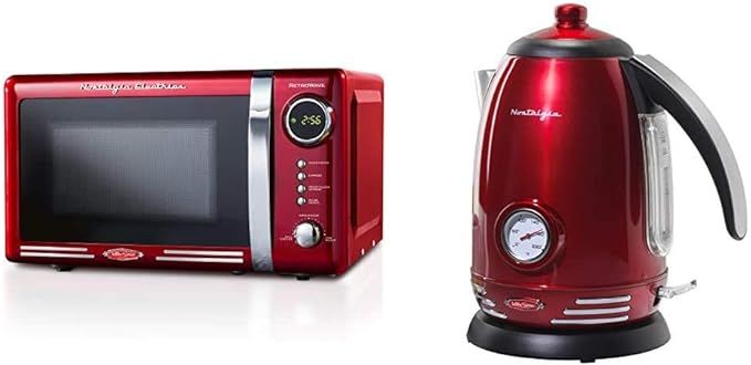 Nostalgia RMO7RR Retro 0.7 cu ft 700-Watt Countertop Microwave Oven, Metallic Red & RWK150 Retro ... | Amazon (US)