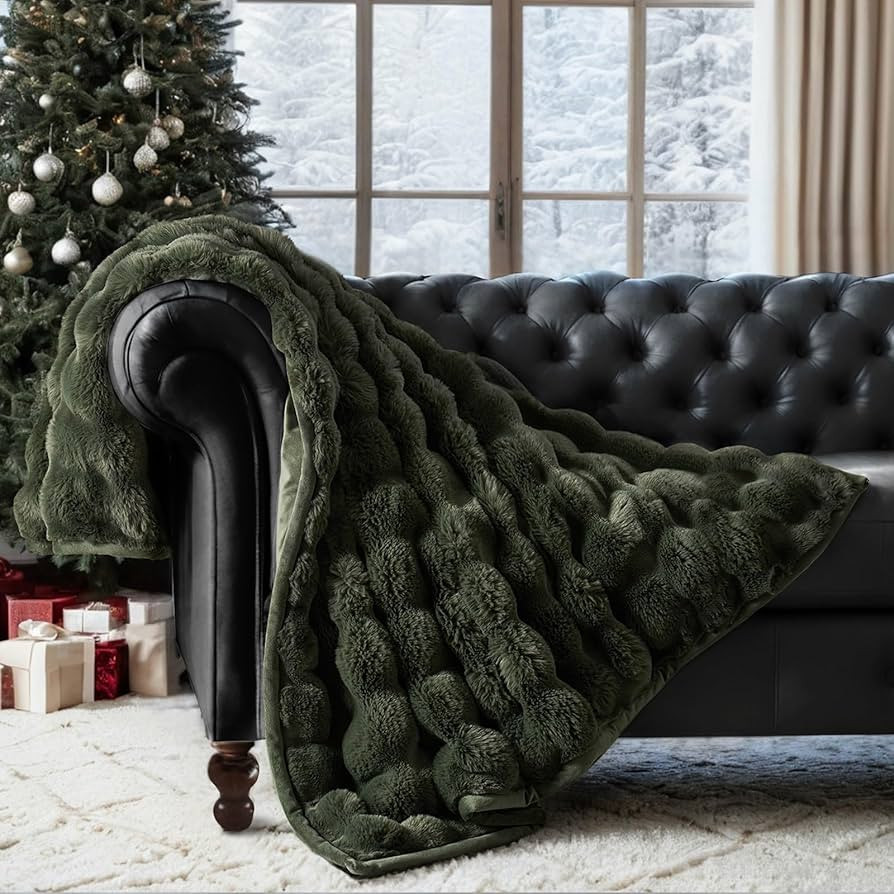 EverGrace Ultra Soft Luxury Fluffy Faux Rabbit Fur Throw Blanket, Thick Warm Bubble Throw for Bed... | Amazon (US)