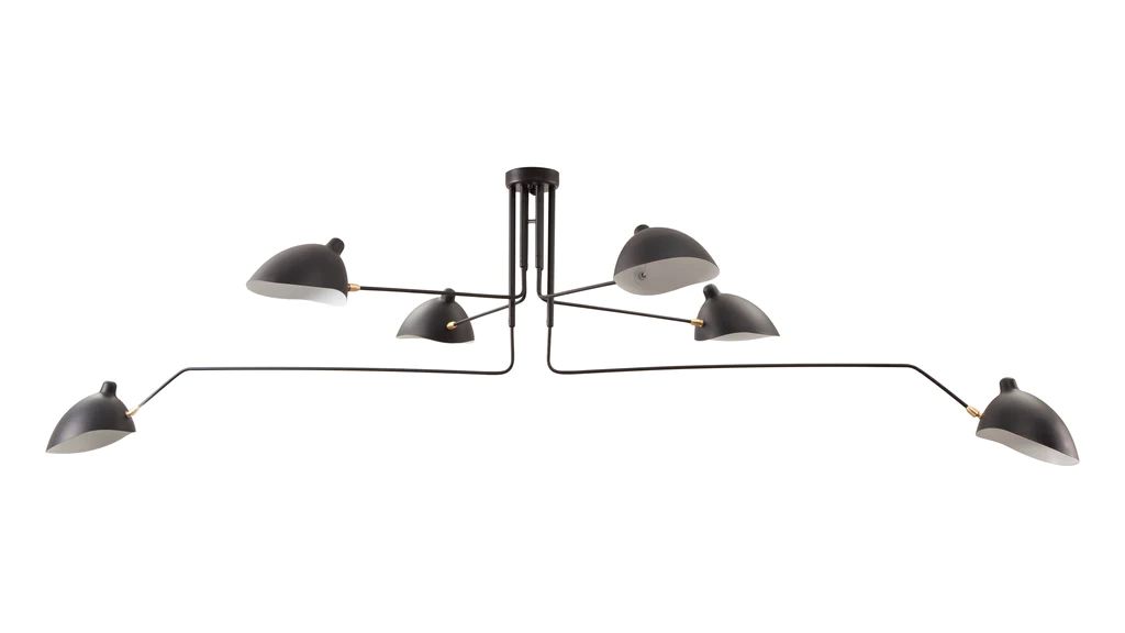 Serge Mouille Style Ceiling Lamp 6 Arms, Black | Interior Icons