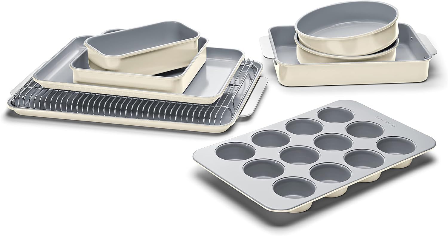 Caraway Nonstick Ceramic Bakeware Set (11 Pieces) - Baking Sheets, Assorted Baking Pans, Cooling ... | Amazon (US)