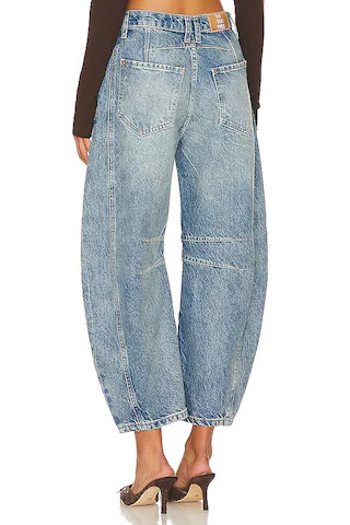 Free People x We The Free Good Luck Mid Rise Barrel Jeans in Ultra Light Beam from Revolve.com | Revolve Clothing (Global)