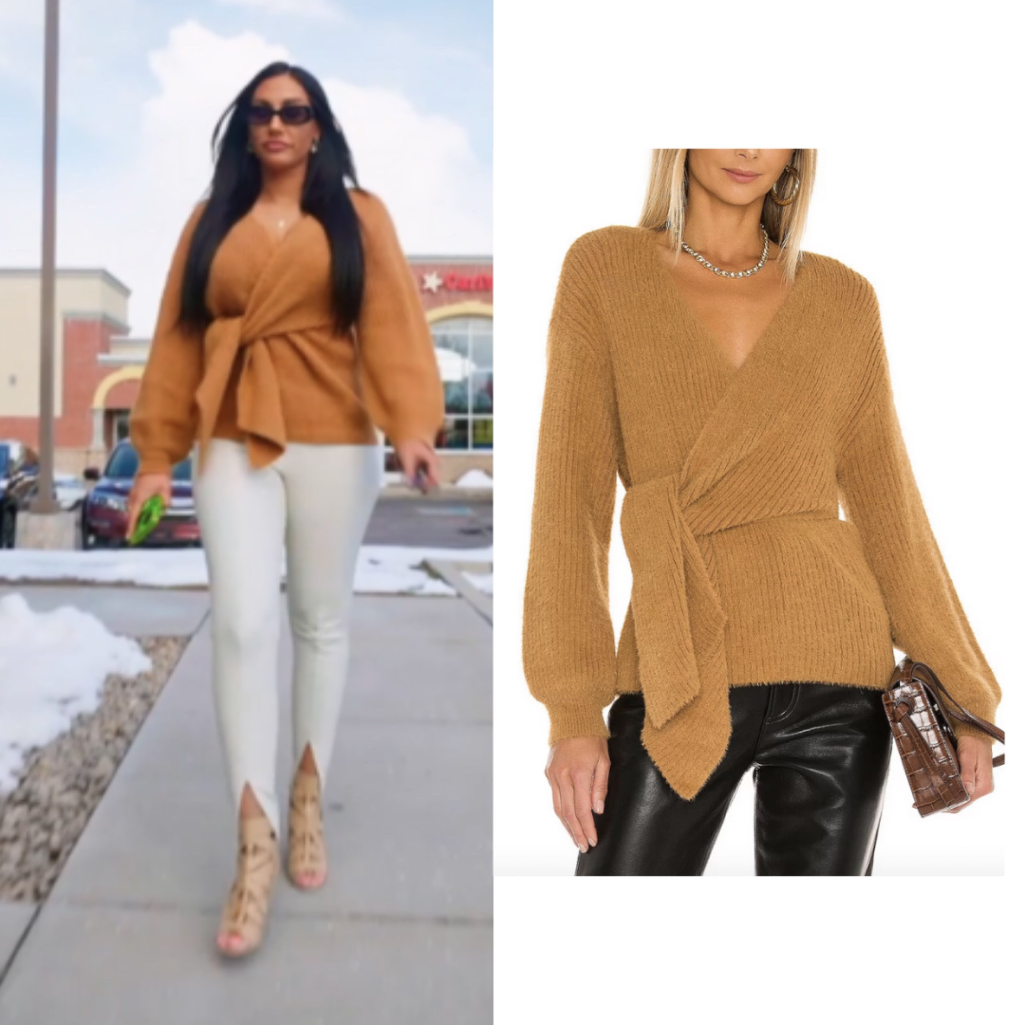 Monica Garcia’s Camel Wrap Sweater